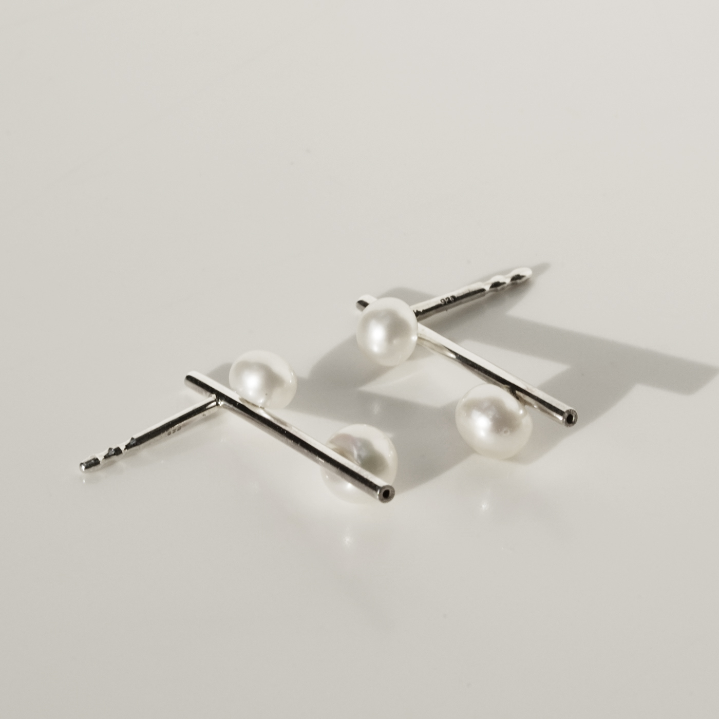 Double Pearl silver earrings - NURA.design